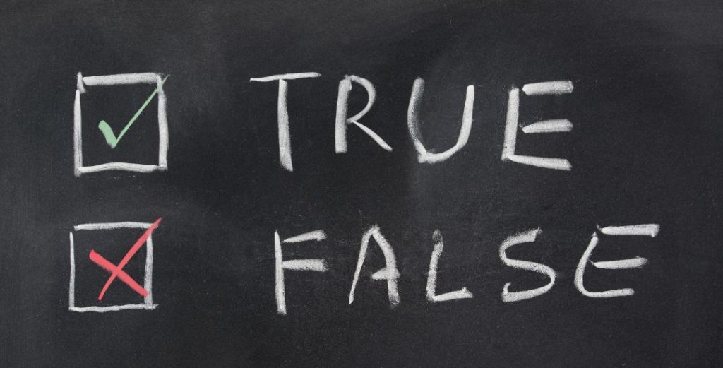 True false check boxes on chalk board